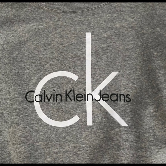 Calvin Klein Jeans Gray Heathered CK Logo Graphic Sweatshirt Women’s Sz. Small - Picture 2 of 5